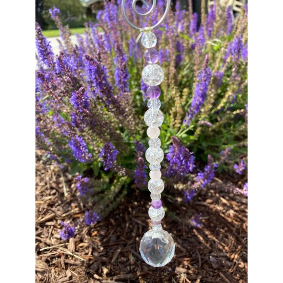 Amethyst and pink quartz window Prism - Picture 1 of 2